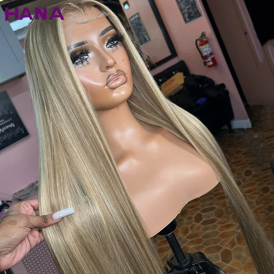 Ash Blonde Highlighted Pre-Plucked Bone Straight Unit