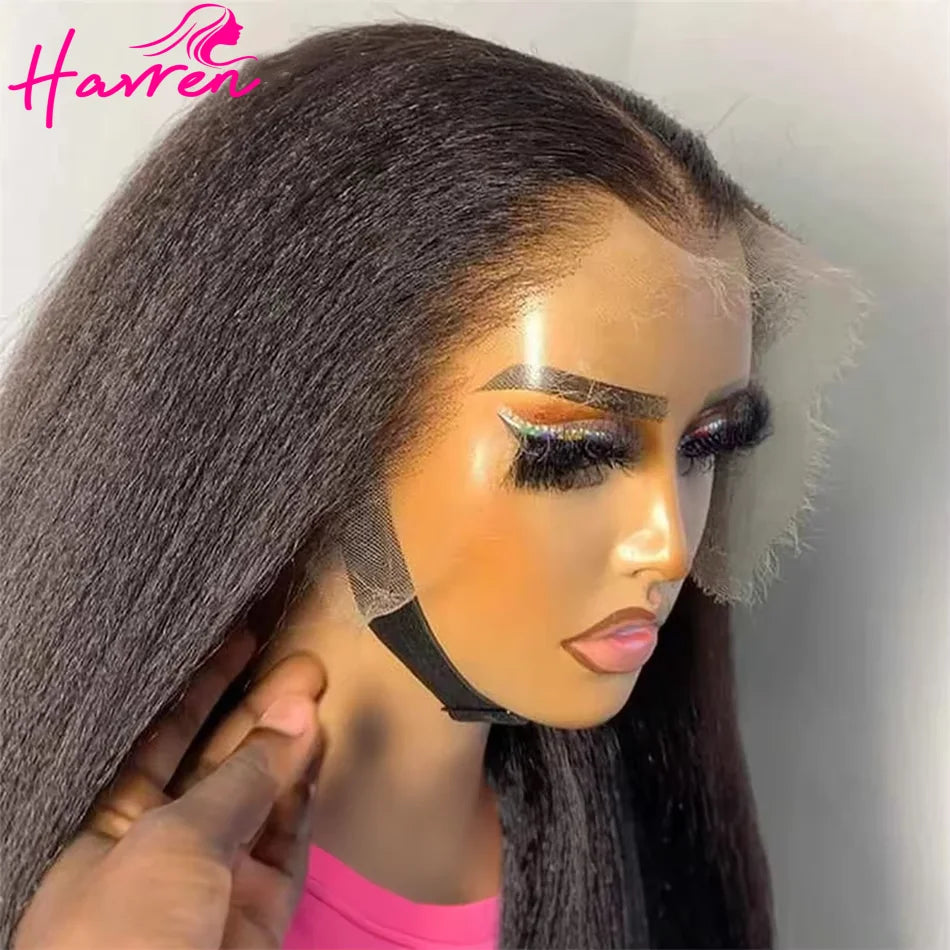 Natural Color Kinky Straight Invisi Strap 360 Lace Glueless Unit