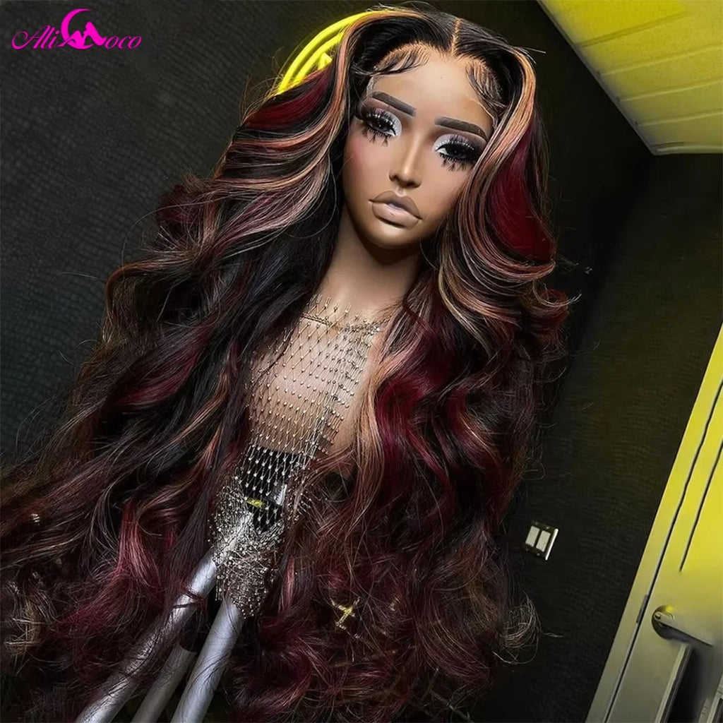 Ready to Wear Black Red Blonde Highlight Body Wave Unit