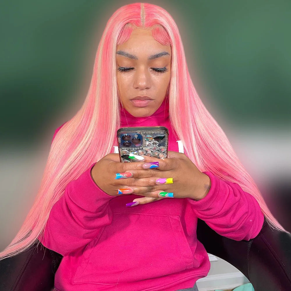 Pre-Plucked Highlight Pink & Blonde Straight Unit