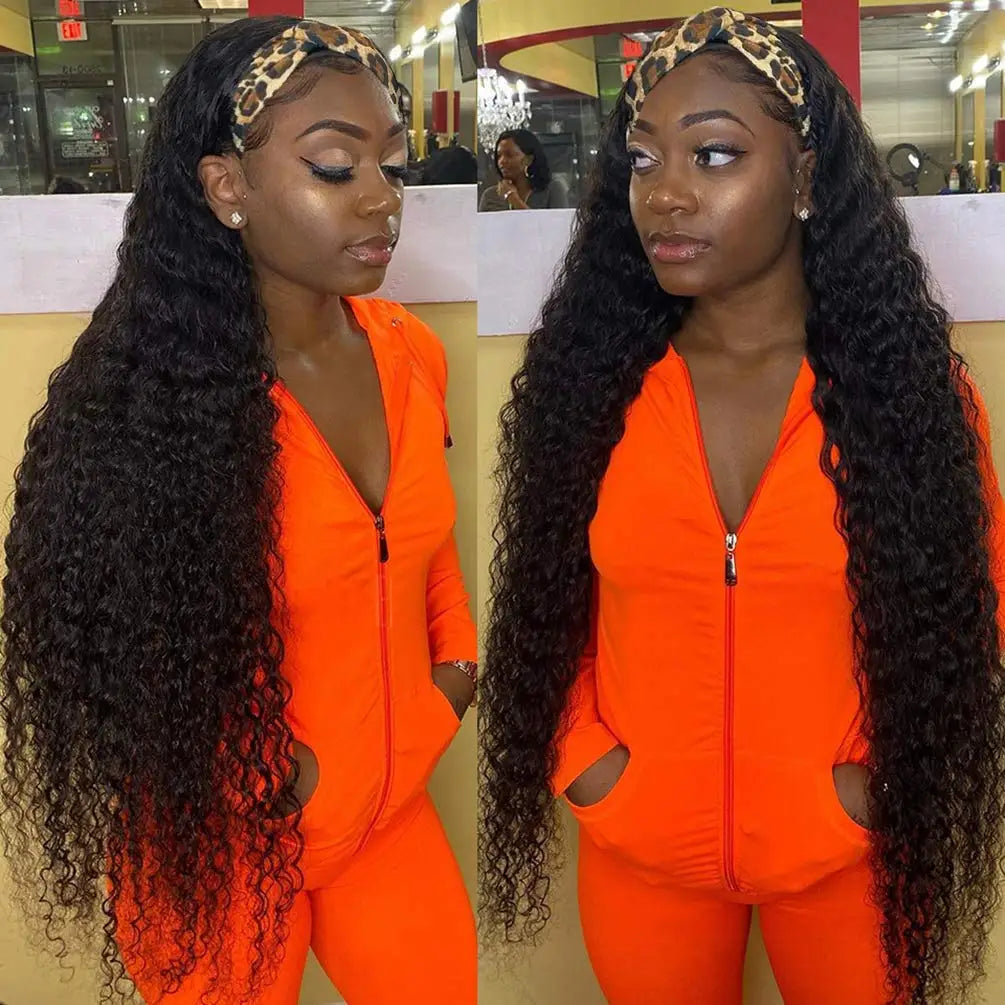 Natural Color Water Wave Headband Unit