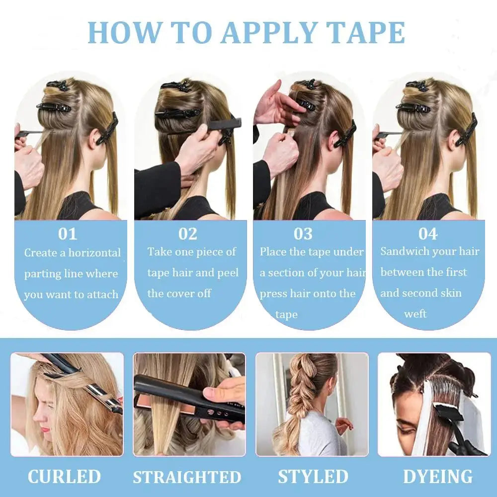 Invisible Seamless Natural Color 60G-360G Tape In Extensions