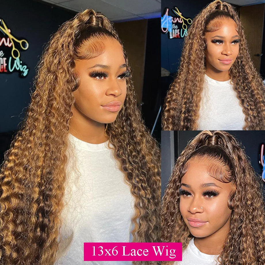 P4/27 (Brown) Blonde Highlight Ombre Water Wave Unit