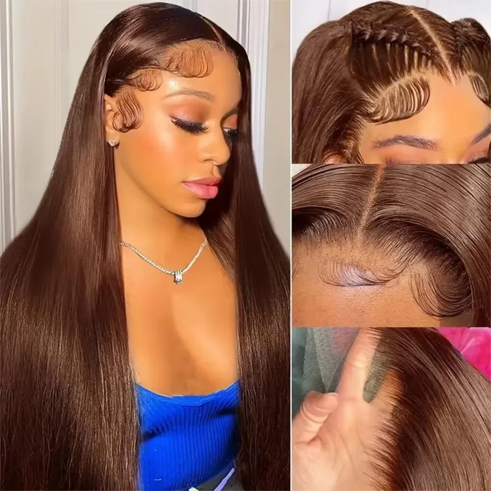 Pre Plucked Chocolate Brown Straight Unit