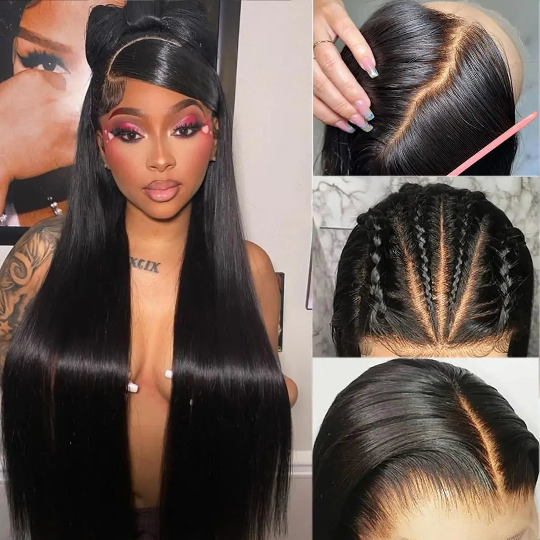 Natural Color 360 Lace Pre-Plucked Straight Unit