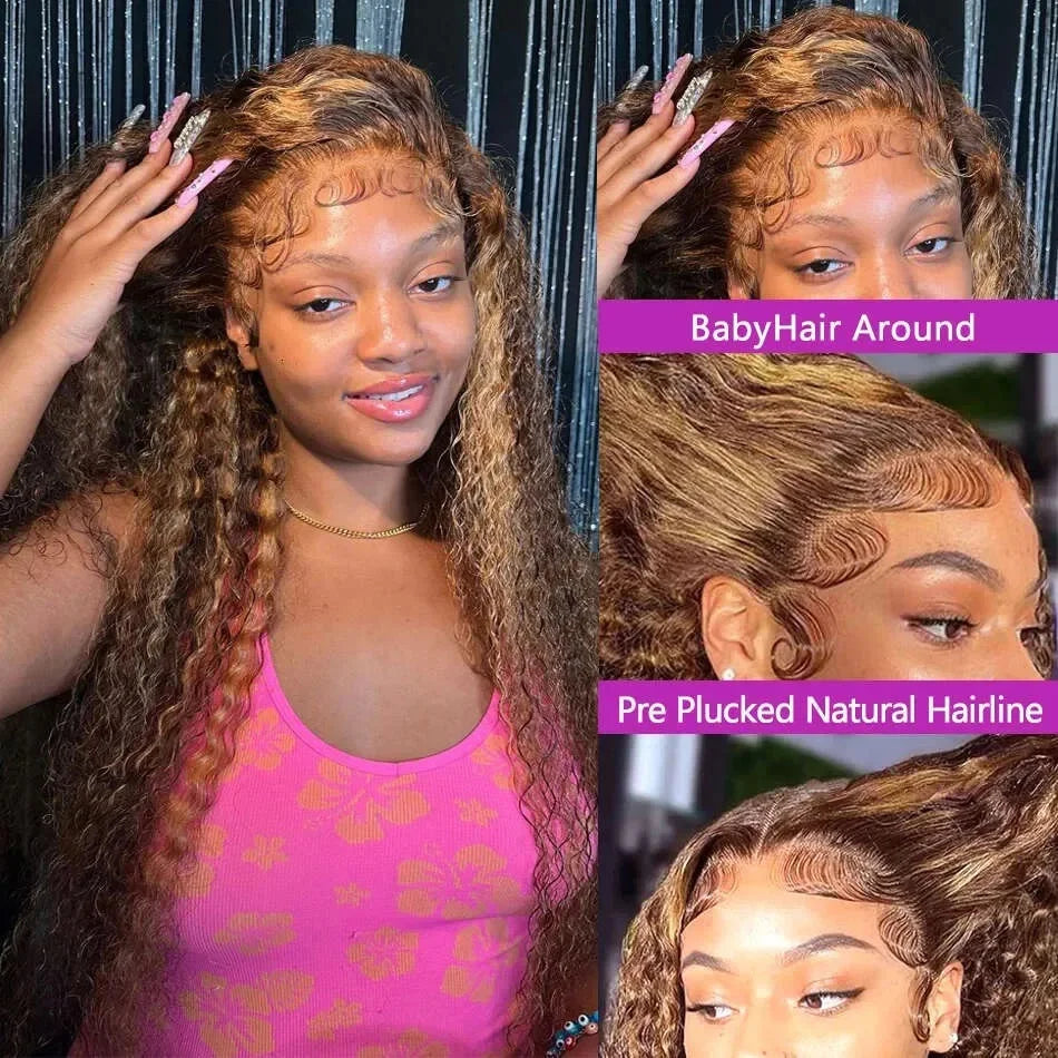 P4/27 (Brown) Blonde Highlight Ombre Water Wave Unit