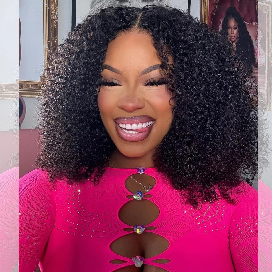 Natural Color Glueless Kinky Curly Unit