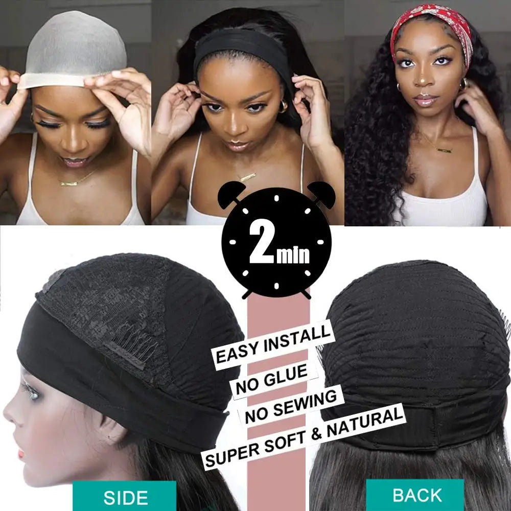 Natural Color Kinky Straight Headband Unit