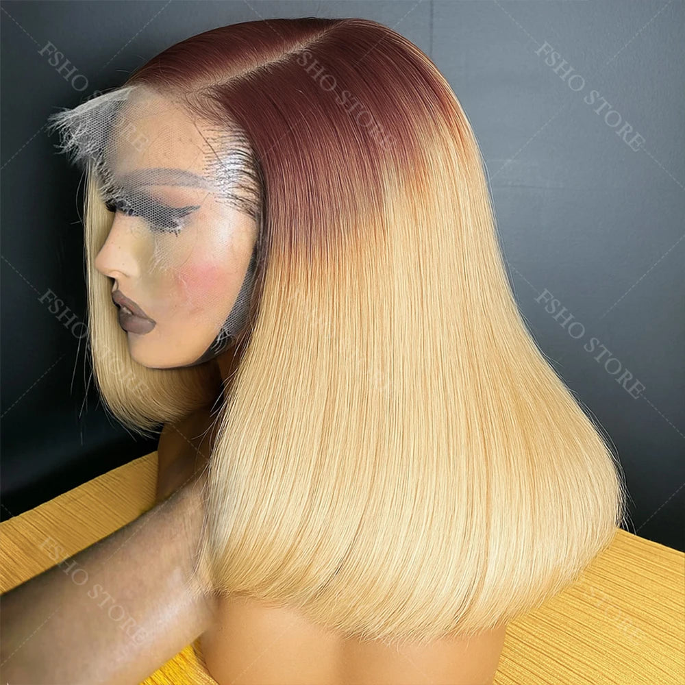 Highlight Short Bob with Dark Roots
