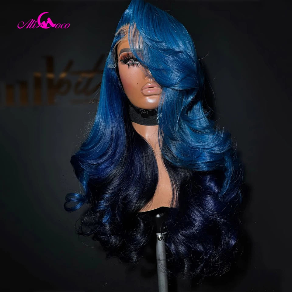 Ombre Dark Blue Body Wave Unit