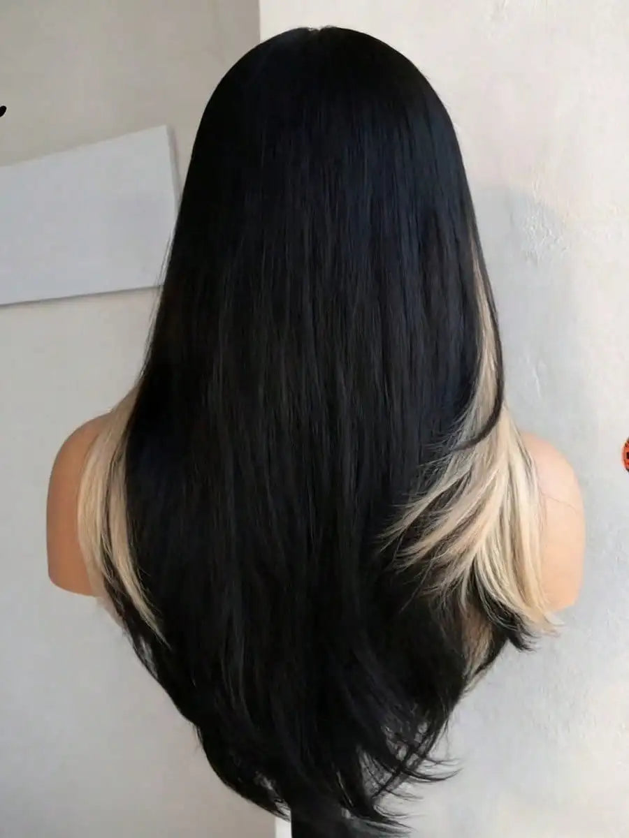 White Highlight Bone Straight Glueless Unit