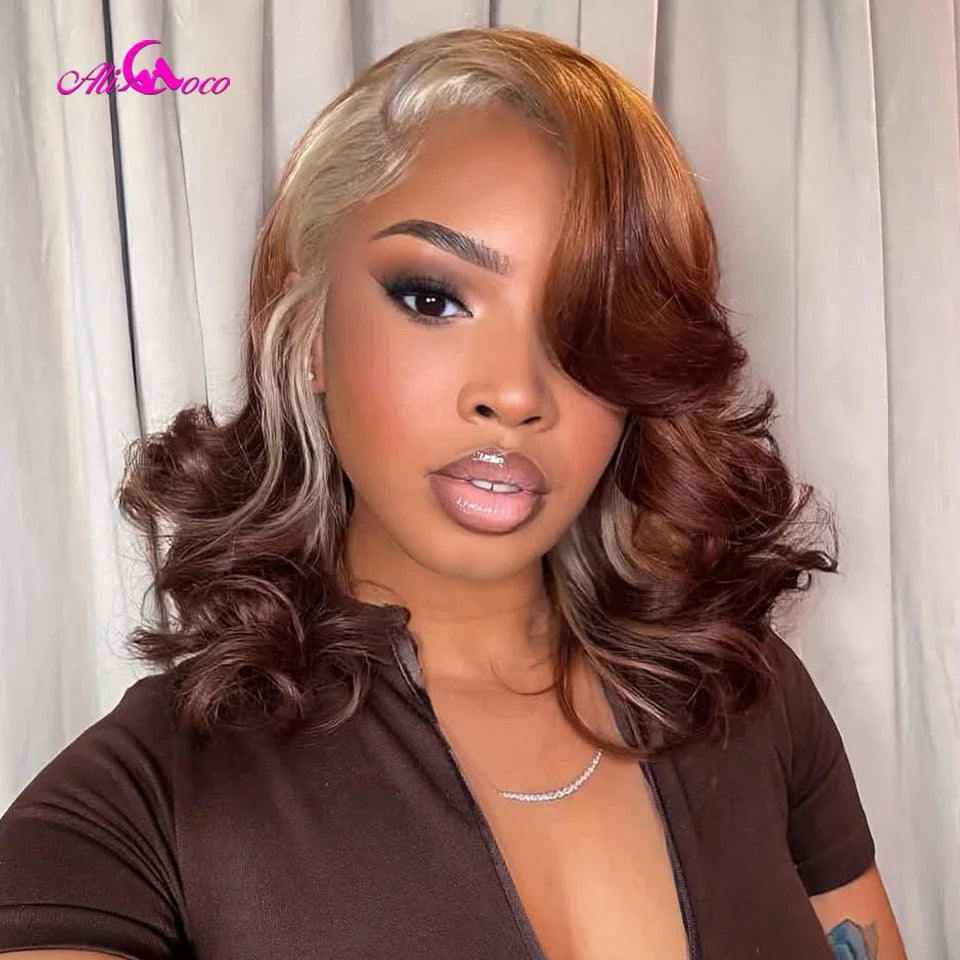 613 Ginger Chocolate Brown Ombre Colored Body Wave Unit